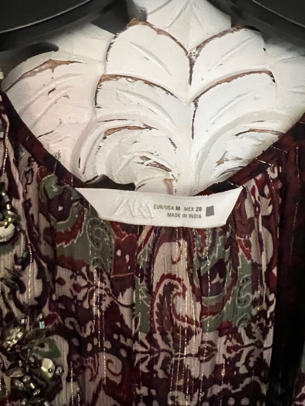 Zara beaded, printed, metallic thread dress - Picture 4 of 5